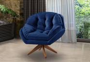 Poltrona Decorativa Califórnia base giratória Veludo Azul