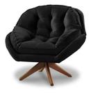 Poltrona Decorativa Califórnia Giratória Suede Preto - Fm