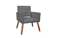 Poltrona Decorativa Camila Suede Cinza Pés Madeira Ms Decor