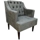 Poltrona Decorativa Capitonê Luxo Sued Cinza