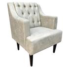 Poltrona Decorativa Capitonê Luxo Sued Marfim Poltrona Decorativa Capitonê Luxo Sued Marfim
