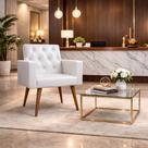 Poltrona Decorativa Capitone Reforçada Confortável Para Sala