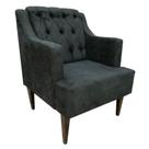 Poltrona Decorativa Capitonê Sued Preto Poltrona Decorativa Capitonê Sued Preto