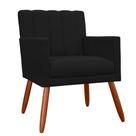 Poltrona Decorativa Cecilia Pés Palito Suede Preto - DS Estofados