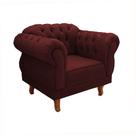 Poltrona Decorativa Chesterfield Realeza Suede Bordô