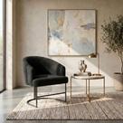 Poltrona Decorativa Chiara Base Aço Estrutural com Rodízios Preto Mobília Decor