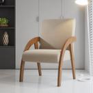 Poltrona Decorativa Cinza Veludo Duda Bege Pinho/Nude