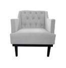 Poltrona Decorativa Clássica Capitonê Couro Branco Pés Madeira Ms Decor