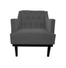 Poltrona Decorativa Clássica Capitonê Suede Cinza Pés Madeira Ms Decor