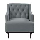 Poltrona Decorativa Clássica Capitonê Suede Cinza - SA Móveis