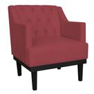 Poltrona Decorativa Clássica Com Base Madeira Suede Vermelho - DS Estofados