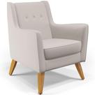 Poltrona Decorativa com Pés de Madeira Taroba D02 Veludo Bege C-309 - Lyam Decor
