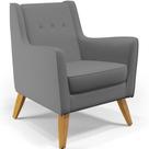 Poltrona Decorativa com Pés de Madeira Taroba D02 Veludo Cinza D-317 - Lyam Decor