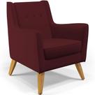 Poltrona Decorativa com Pés de Madeira Taroba D02 Veludo Marsala C-278 - Lyam Decor