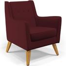 Poltrona Decorativa com Pés de Madeira Taroba D02 Veludo Marsala D-278 - Lyam Decor