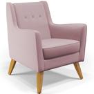 Poltrona Decorativa com Pés de Madeira Taroba D02 Veludo Rosê D-305 - Lyam Decor