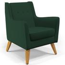 Poltrona Decorativa com Pés de Madeira Taroba D02 Veludo Verde Musgo D-303 - Lyam Decor