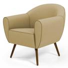 Poltrona Decorativa com Pés Palito Nina D02 Veludo Liso Bege Escuro B-68 -Lyam Decor