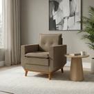 Poltrona Decorativa com Pillow Top e Base em Madeira Zeus