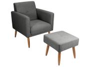 Poltrona Decorativa com Puff Moderno Matrix Pequim