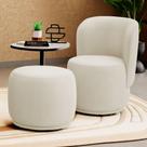 Poltrona Decorativa com Puff Orgânico Molly Bouclê Bege - Abmaza