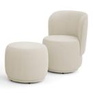 Poltrona Decorativa com Puff Orgânico Molly Bouclê Bege - Desk Design