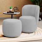 Poltrona Decorativa com Puff Orgânico Molly Bouclê Cinza Claro - Abmaza