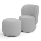 Poltrona Decorativa com Puff Orgânico Molly Bouclê Cinza Claro - Desk Design Poltrona Decorativa com Puff Orgânico Molly Bouclê Cinza Claro - Desk Design
