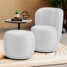 Poltrona Decorativa com Puff Orgânico Molly material sintético Branco - Desk Design