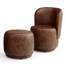 Poltrona Decorativa com Puff Orgânico Molly material sintético Whisky - Abmaza