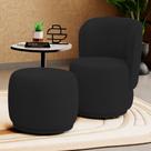 Poltrona Decorativa com Puff Orgânico Molly Veludo Preto - Abmaza