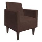 Poltrona Decorativa Compacta Jade Suede Marrom Com Pés Baixo Chanfrado - D'Rossi