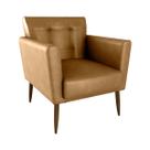 Poltrona Decorativa Confortável Pés Em Madeira Maciça Cancun Sintetico Caramelo Matrix