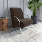 Poltrona Decorativa Consultório Sala Recepção Estofada Tabaco Confortável Metal