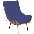 Poltrona Decorativa Costela Suede Varanda Azul Marinho