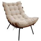 Poltrona Decorativa Costela Veludo Bege - Montanaris Decor Poltrona Decorativa Costela Veludo Bege - Montanaris Decor