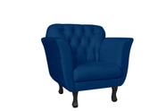 Poltrona Decorativa Dália Suede Azul Marinho Pés Madeira Ms Decor
