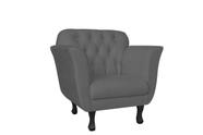 Poltrona Decorativa Dália Suede Cinza Pés Madeira Ms Decor