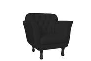 Poltrona Decorativa Dália Suede Preto Pés Madeira Ms Decor