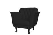 Poltrona Decorativa Dália Suede Preto Pés Madeira Mz Decor
