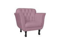 Poltrona Decorativa Dália Suede Rosê Pés Madeira Ms Decor