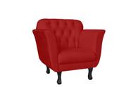 Poltrona Decorativa Dália Suede Vermelho Pés Madeira Ms Decor