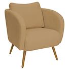 Poltrona Decorativa Dana Pés Palito Madeira Castanho Bouclé Camel - Nexta Casa