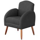 Poltrona Decorativa Dubai Cinza Escuro em Tecido Suede Premium
