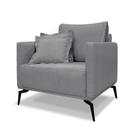 Poltrona Decorativa Elba Linho Cinza - Loja Sheep
