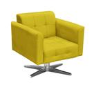 Poltrona Decorativa Elisa Suede Amarelo com Base Giratória em Aço Cromado - D'Rossi