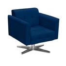 Poltrona Decorativa Elisa Suede Azul Marinho com Base Giratória em Aço Cromado - D'Rossi