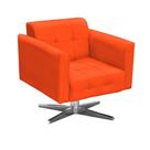 Poltrona Decorativa Elisa Suede Laranja com Base Giratória em Aço Cromado - D'Rossi