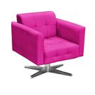 Poltrona Decorativa Elisa Suede Pink com Base Giratória em Aço Cromado - D'Rossi
