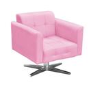 Poltrona Decorativa Elisa Suede Rosa Bebê com Base Giratória em Aço Cromado - D'Rossi